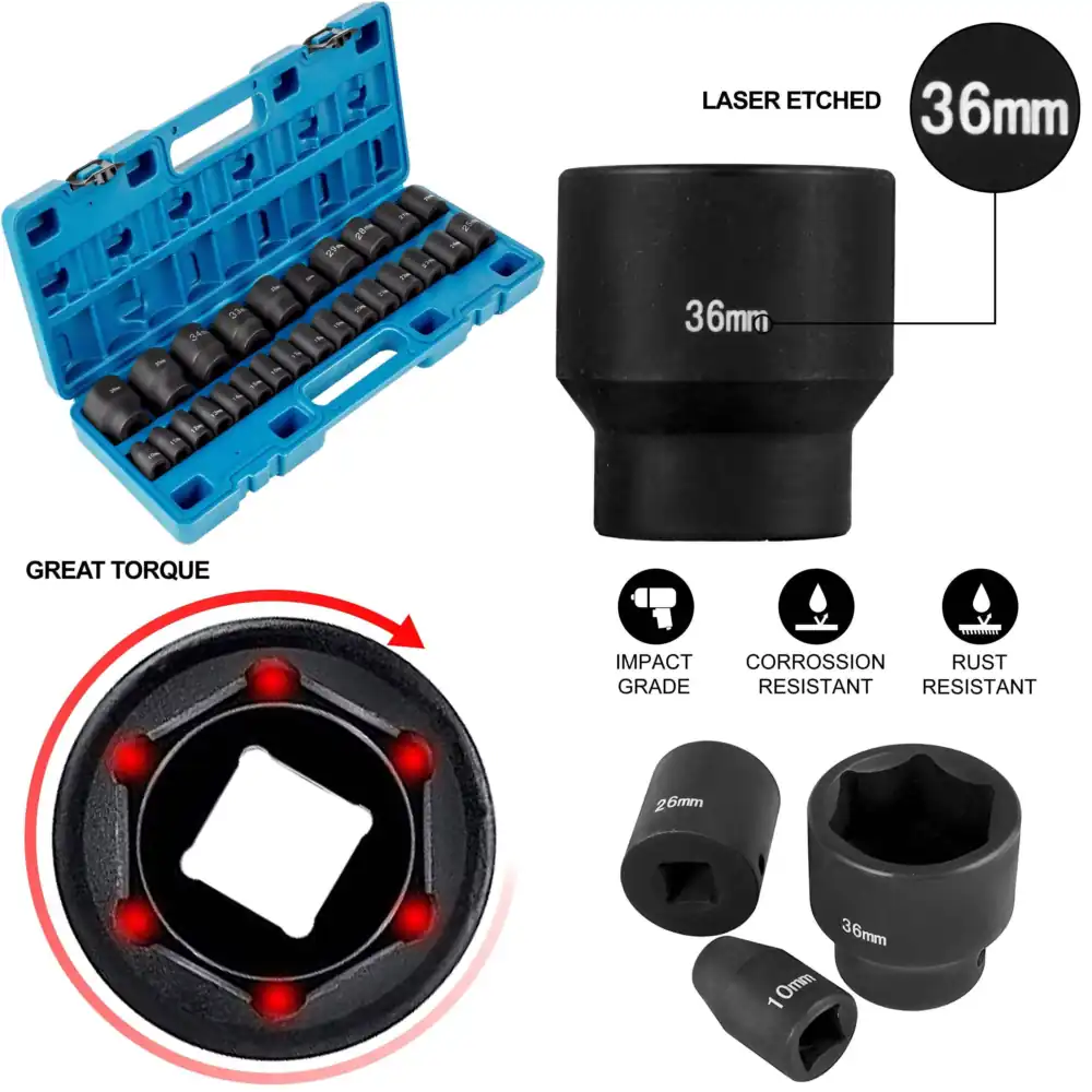 Industrial Laser Etching - Set di Chiavi a Bussola Metriche,